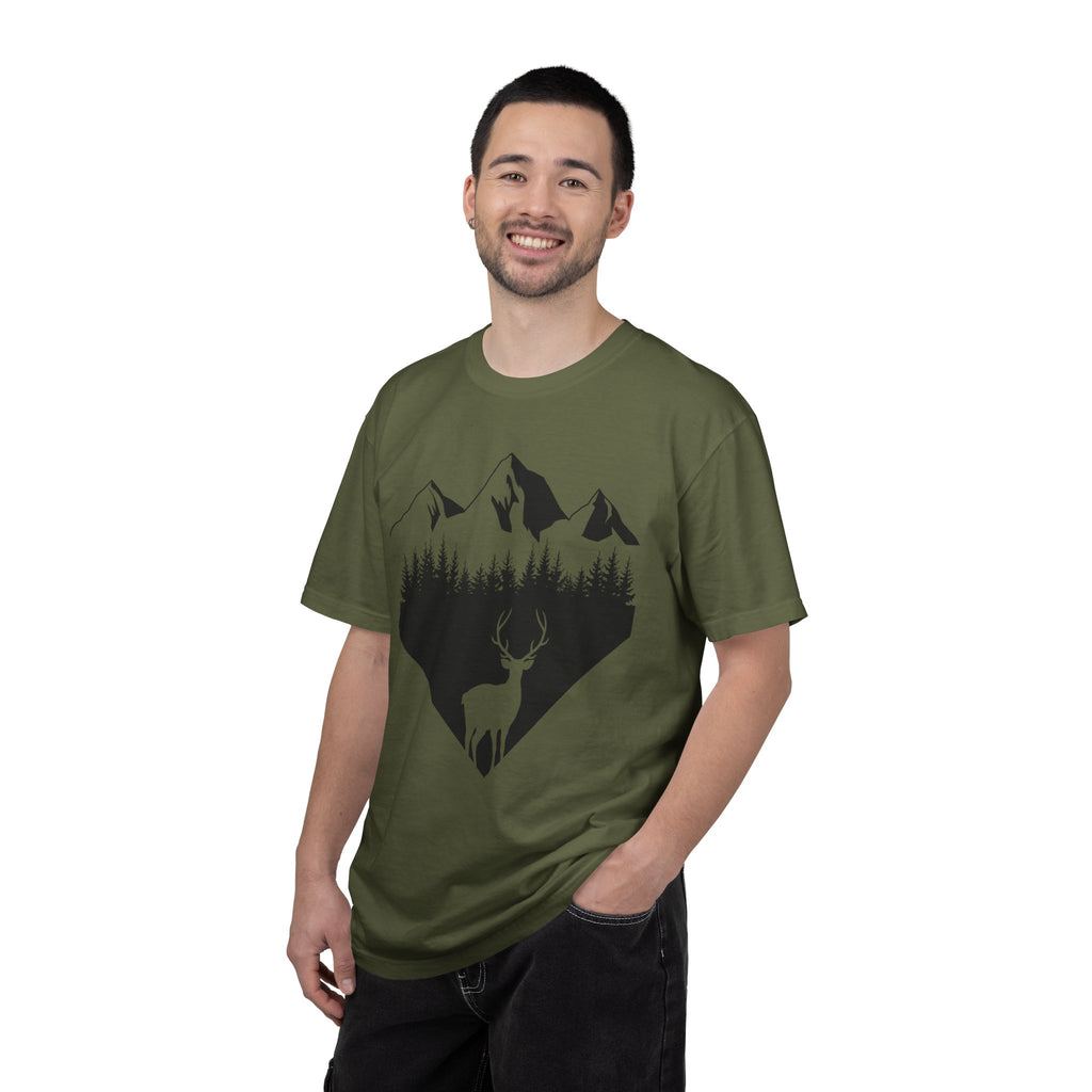 Mountain Forest Deer T-Shirt — Outdoor Nature Graphic Tee