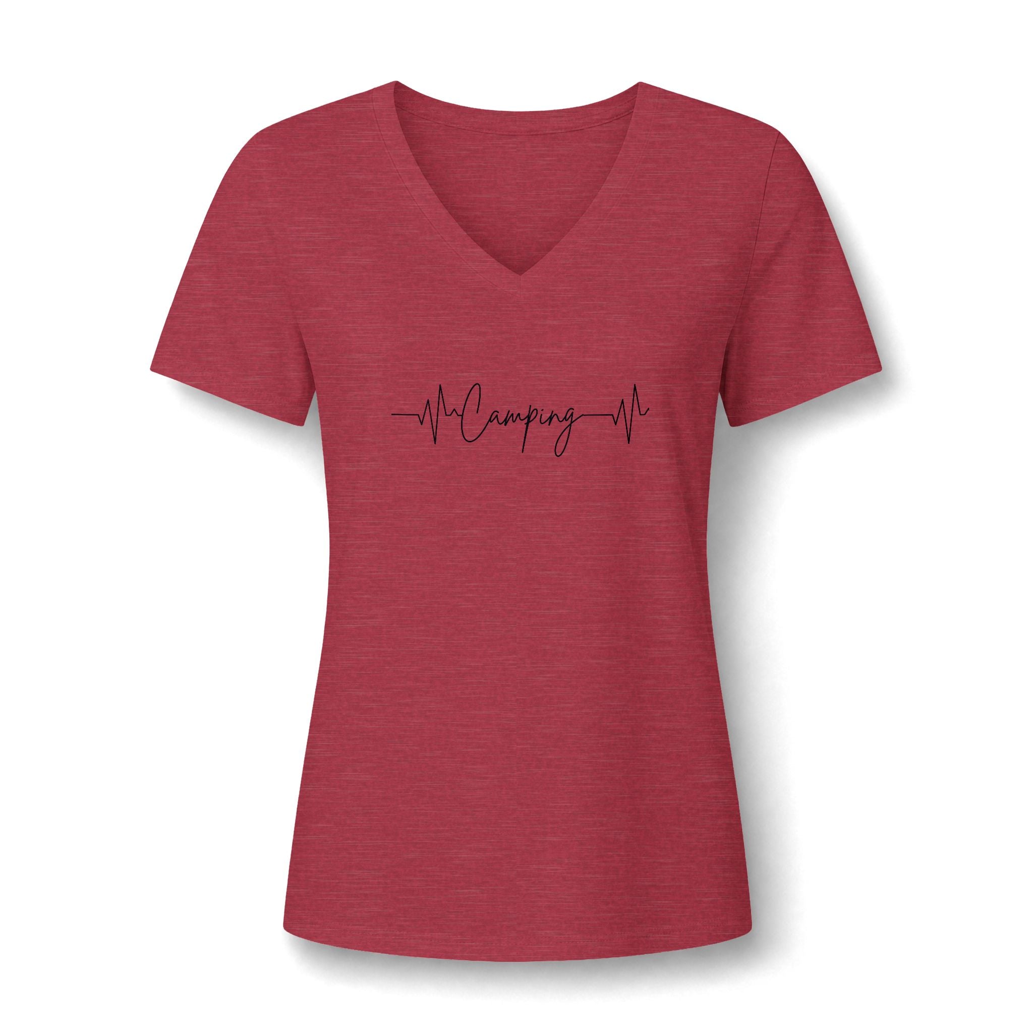 Camping Heartbeat Jogging V-Neck Tee — "Jogging" Fitness Shirt for Women