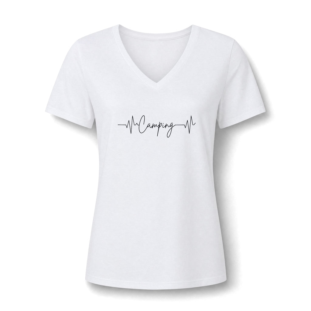 Camping Heartbeat Jogging V-Neck Tee — "Jogging" Fitness Shirt for Women