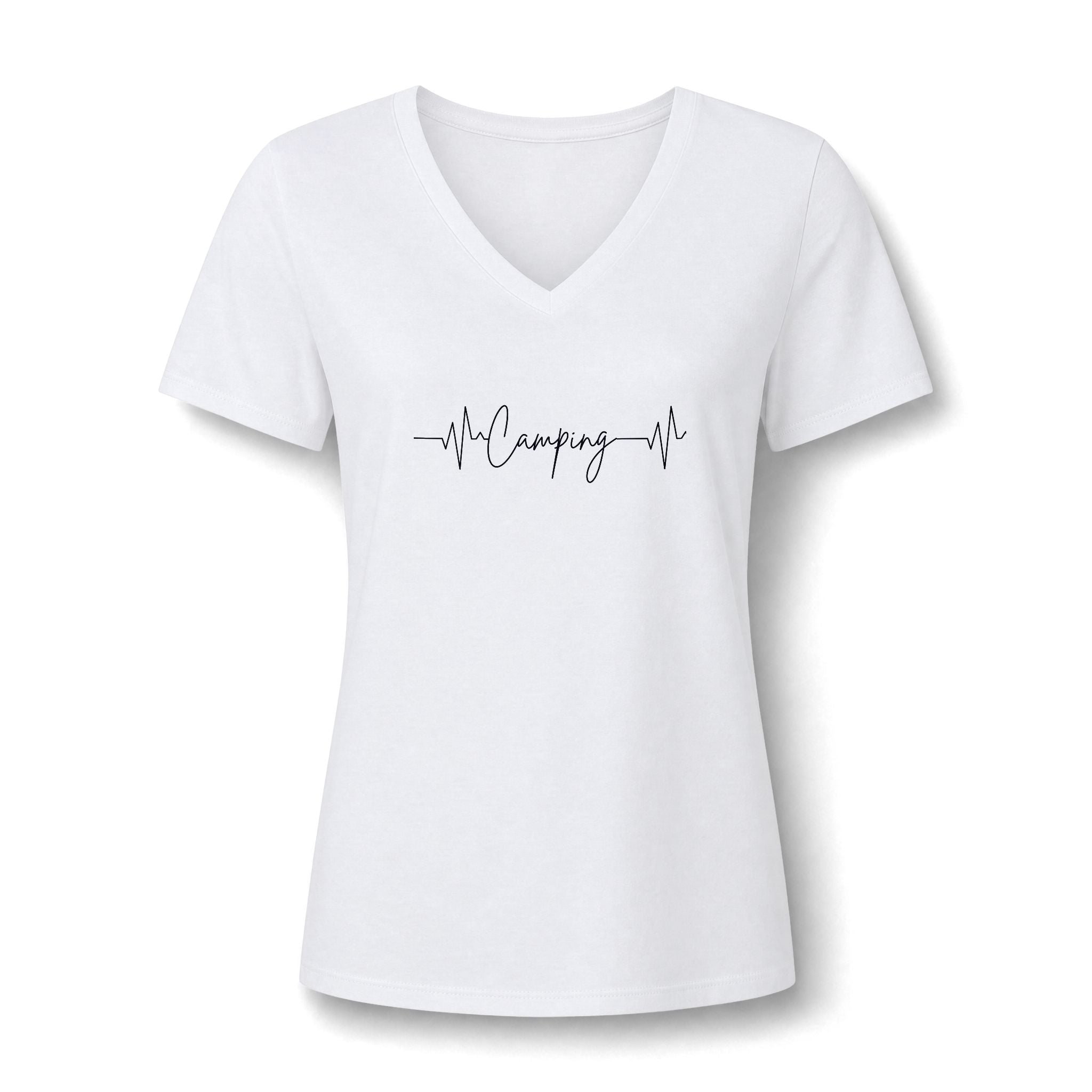 Camping Heartbeat Jogging V-Neck Tee — "Jogging" Fitness Shirt for Women