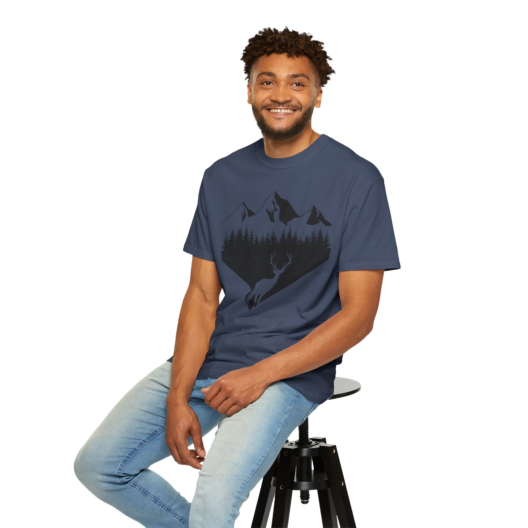 Mountain Forest Deer T-Shirt — Outdoor Nature Graphic Tee